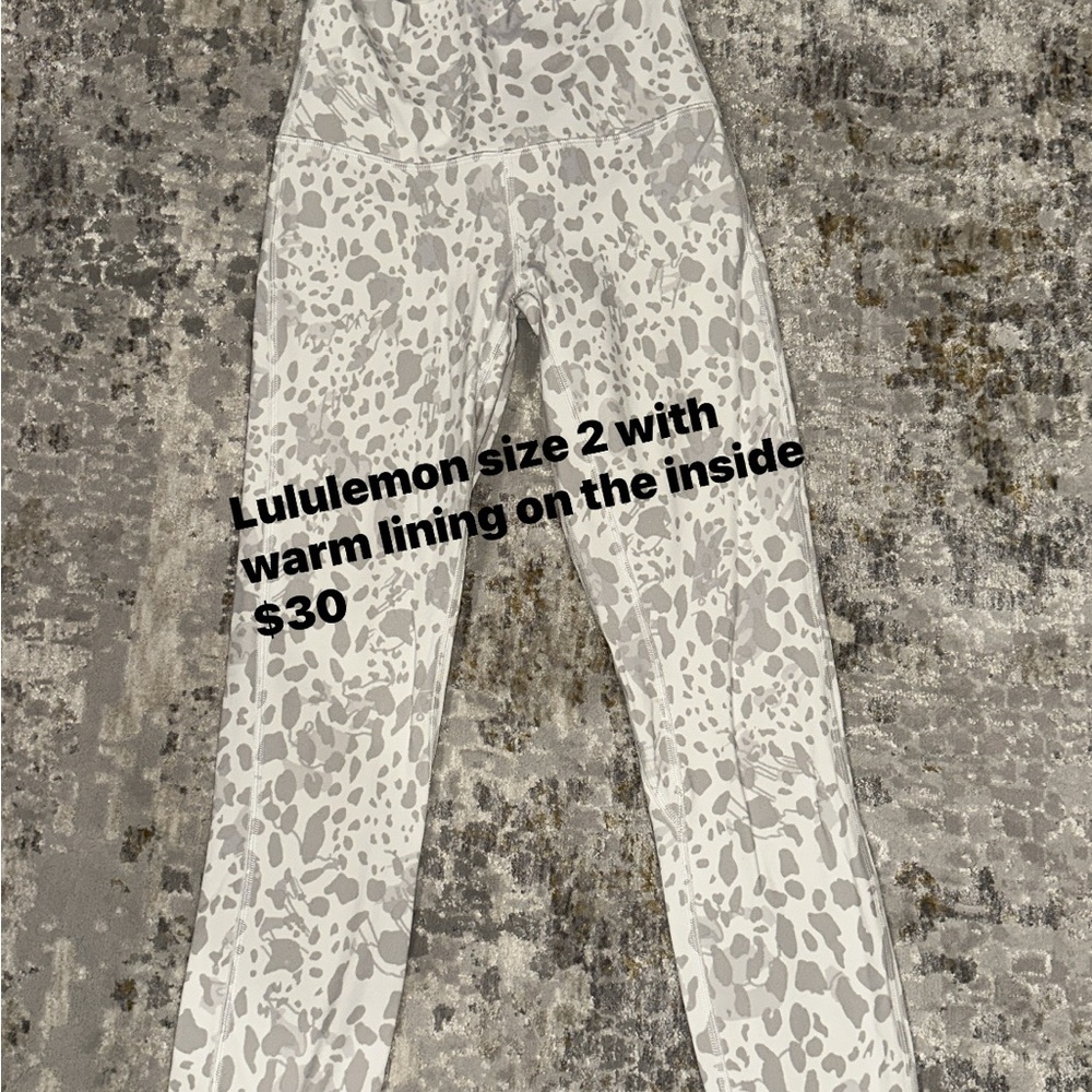 lululemon athletica Women's White and Gray Patterned Leggings